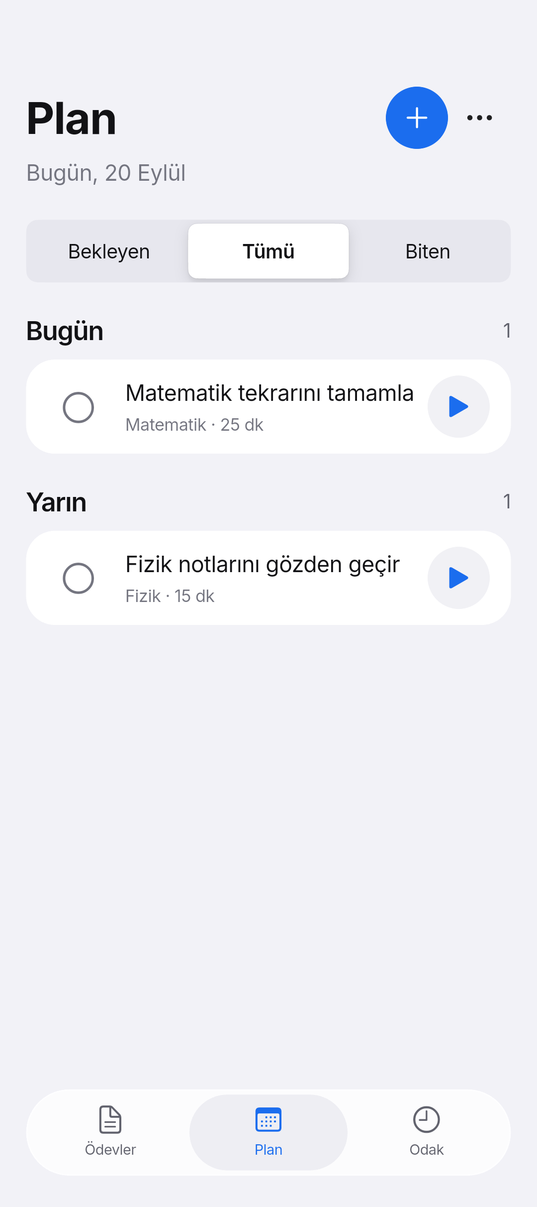 Cork Android uygulaması, Plan ekranı, açık tema